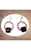 Boucles d'oreilles grosse perle violette