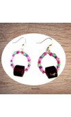 Boucles d'oreilles grosse perle violette