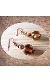 Maolia - Boucles d'oreilles perle de verre brun orange