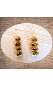 Maolia - Boucles d'oreilles caoutchouc doré oeil de tigre