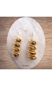 Maolia - Boucles d'oreilles caoutchouc doré oeil de tigre